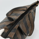 FENDI Pecan Canvas Hand Bag Coated Canvas Brown Auth ti2732-6