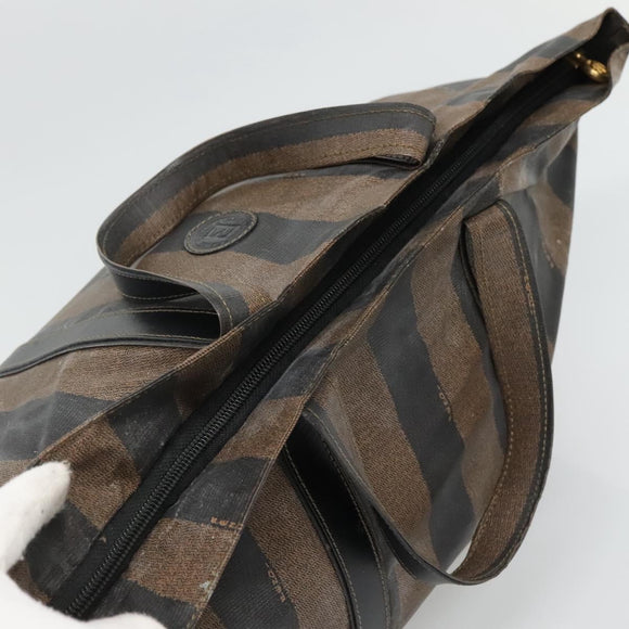 FENDI Pecan Canvas Hand Bag Coated Canvas Brown Auth ti2732