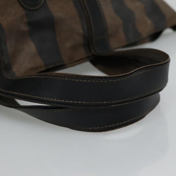 FENDI Pecan Canvas Hand Bag Coated Canvas Brown Auth ti2732