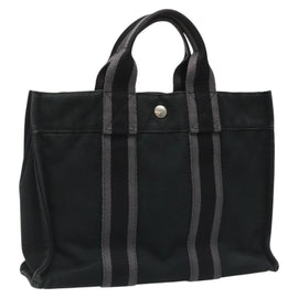 HERMES Fourre Tout PM Hand Bag Canvas Black Auth ti2733