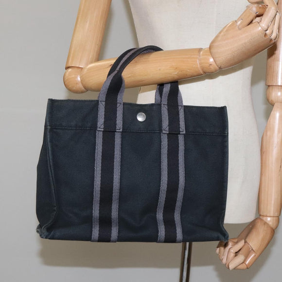 HERMES Fourre Tout PM Hand Bag Canvas Black Auth ti2733