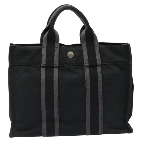 HERMES Fourre Tout PM Hand Bag Canvas Black Auth ti2733
