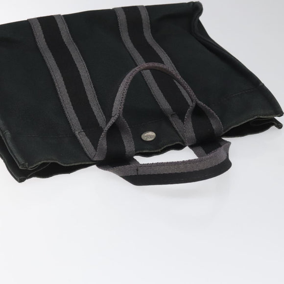 HERMES Fourre Tout PM Hand Bag Canvas Black Auth ti2733