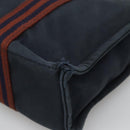 HERMES Fourre Tout PM Hand Bag Canvas Navy Brown Auth ti2734-9