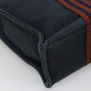 HERMES Fourre Tout PM Hand Bag Canvas Navy Brown Auth ti2734-14