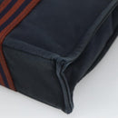 HERMES Fourre Tout PM Hand Bag Canvas Navy Brown Auth ti2734-15
