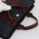 HERMES Fourre Tout PM Hand Bag Canvas Navy Brown Auth ti2734-6