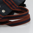 HERMES Fourre Tout PM Hand Bag Canvas Navy Brown Auth ti2734-7