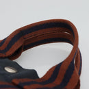 HERMES Fourre Tout PM Hand Bag Canvas Navy Brown Auth ti2734-8