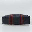 HERMES Fourre Tout PM Hand Bag Canvas Navy Brown Auth ti2734-5