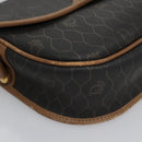 Christian Dior Honeycomb Canvas Shoulder Bag PVC Leather Black Auth ti2736-14