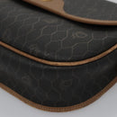 Christian Dior Honeycomb Canvas Shoulder Bag PVC Leather Black Auth ti2736-15