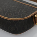 Christian Dior Honeycomb Canvas Shoulder Bag PVC Leather Black Auth ti2736-16