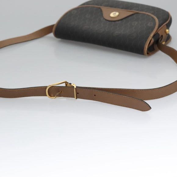 Christian Dior Honeycomb Canvas Shoulder Bag PVC Leather Black Auth ti2736