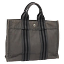 HERMES Fourre Tout PM Hand Bag Canvas Gray Auth ti2740-1