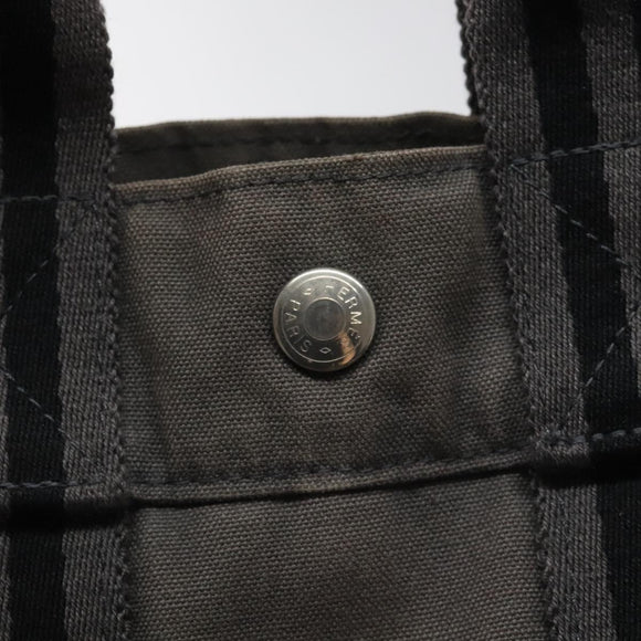 HERMES Fourre Tout PM Hand Bag Canvas Gray Auth ti2740