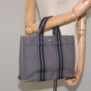 HERMES Fourre Tout PM Hand Bag Canvas Gray Auth ti2740-20