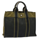 HERMES Fourre Tout PM Hand Bag Canvas Khaki Auth ti2747-1