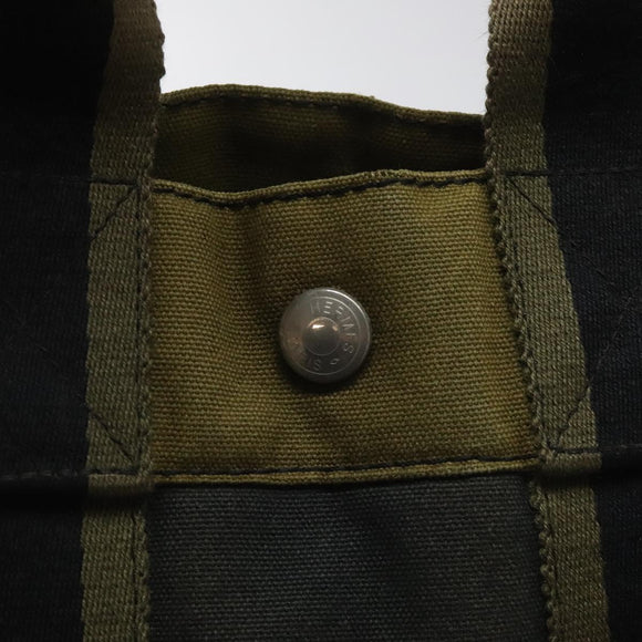 HERMES Fourre Tout PM Hand Bag Canvas Khaki Auth ti2747