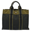 HERMES Fourre Tout PM Hand Bag Canvas Khaki Auth ti2747-13