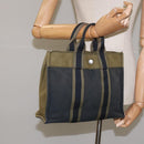 HERMES Fourre Tout PM Hand Bag Canvas Khaki Auth ti2747-20