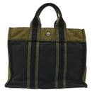 HERMES Fourre Tout PM Hand Bag Canvas Khaki Auth ti2747-2