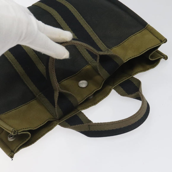 HERMES Fourre Tout PM Hand Bag Canvas Khaki Auth ti2747