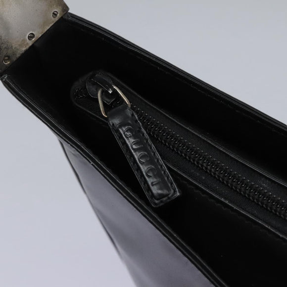 GUCCI Shoulder Bag Leather Black Auth ti2752