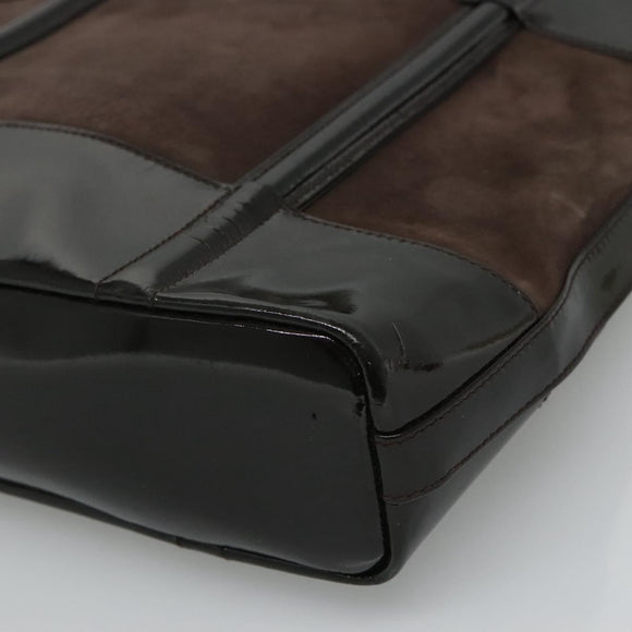 GUCCI Tote Bag Suede Leather Brown Auth ti2756