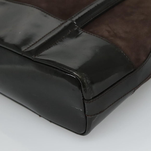 GUCCI Tote Bag Suede Leather Brown Auth ti2756