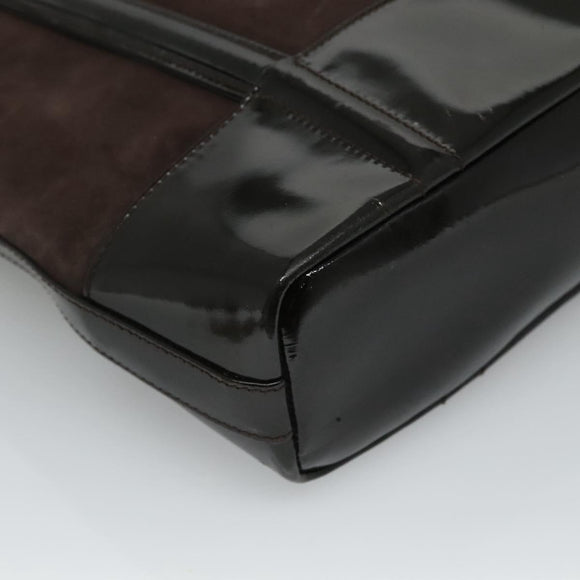 GUCCI Tote Bag Suede Leather Brown Auth ti2756