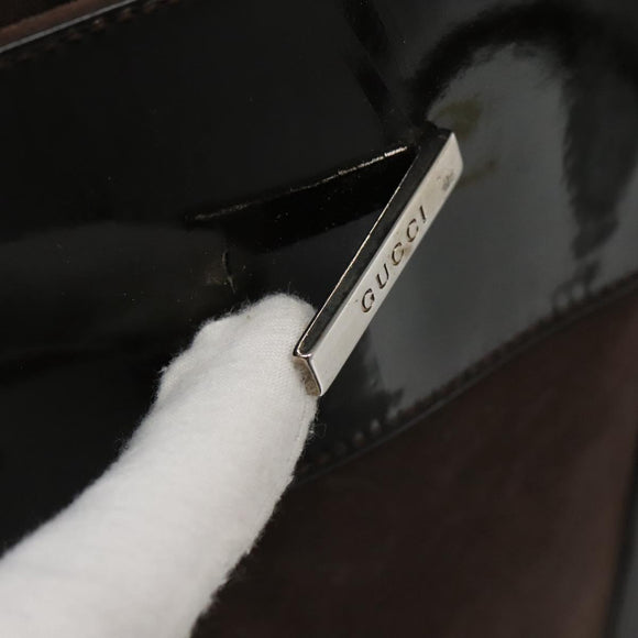 GUCCI Tote Bag Suede Leather Brown Auth ti2756