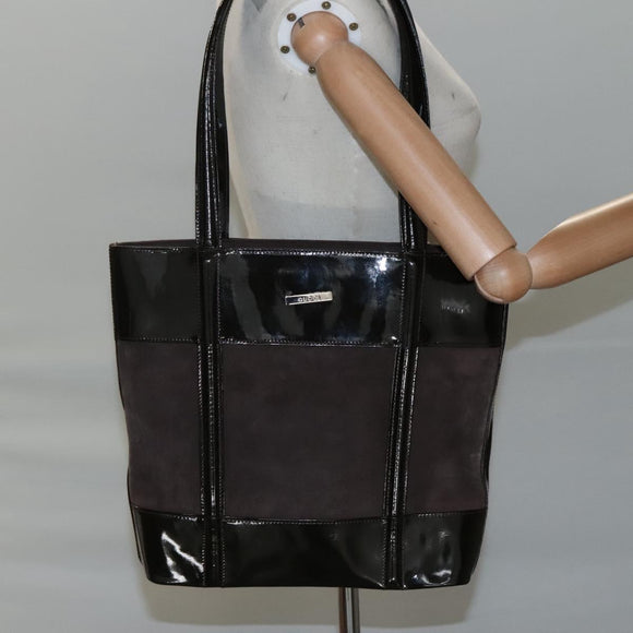 GUCCI Tote Bag Suede Leather Brown Auth ti2756