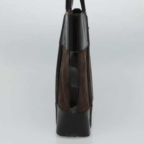 GUCCI Tote Bag Suede Leather Brown Auth ti2756