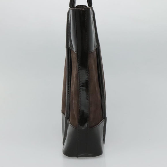 GUCCI Tote Bag Suede Leather Brown Auth ti2756