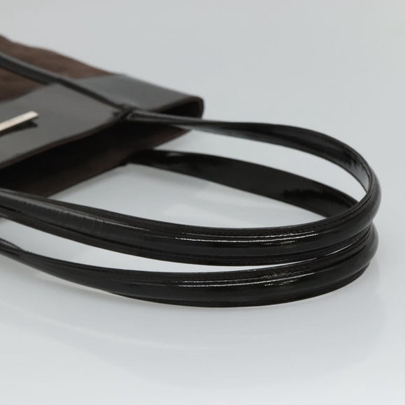 GUCCI Tote Bag Suede Leather Brown Auth ti2756