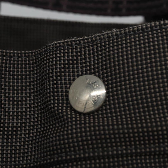 HERMES Her Line MM Hand Bag Canvas Gray Silver Auth ti2757