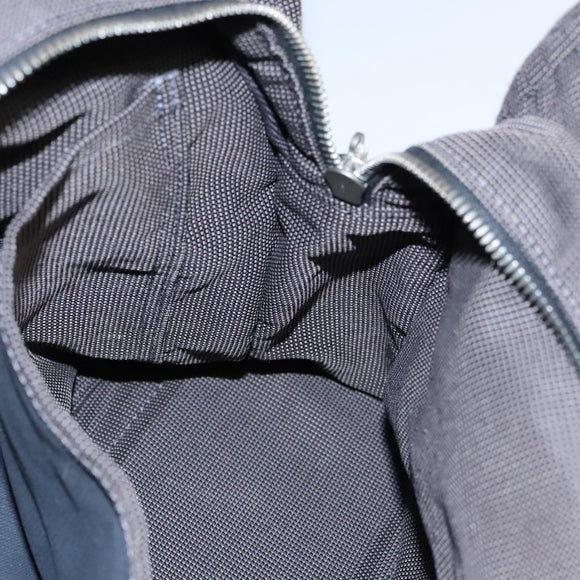 HERMES Her Line MM Hand Bag Canvas Gray Silver Auth ti2757