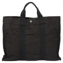 HERMES Her Line MM Hand Bag Canvas Gray Silver Auth ti2757-2