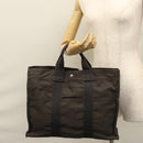 HERMES Her Line MM Hand Bag Canvas Gray Silver Auth ti2757-22