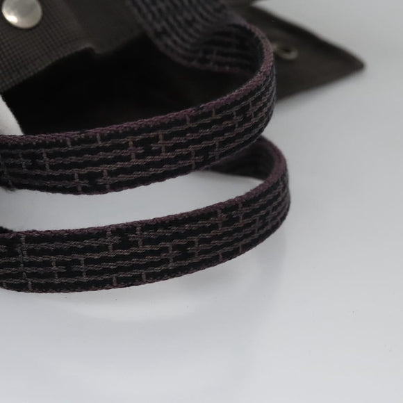 HERMES Her Line MM Hand Bag Canvas Gray Silver Auth ti2757