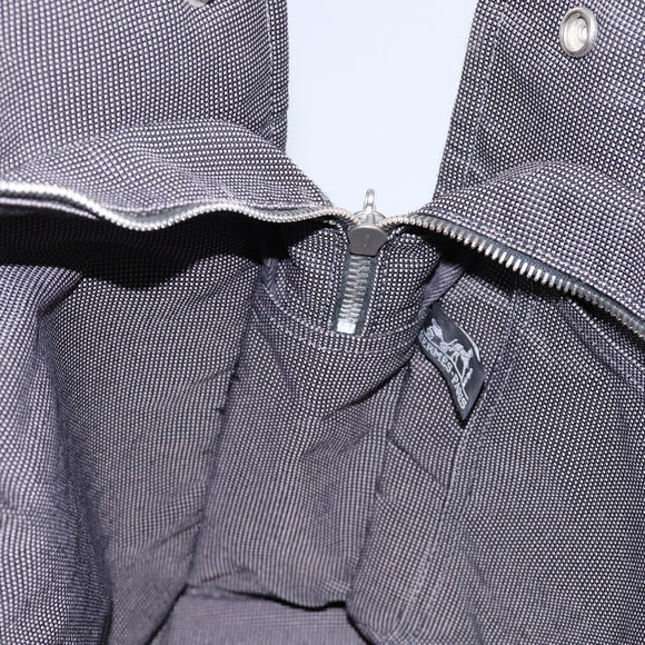 HERMES Her Line MM Hand Bag Canvas Gray Silver Auth ti2761