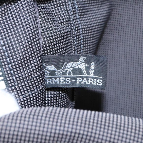 HERMES Her Line MM Hand Bag Canvas Gray Silver Auth ti2761