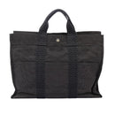 HERMES Her Line MM Hand Bag Canvas Gray Silver Auth ti2761-2