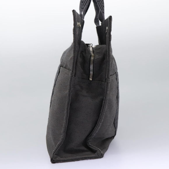 HERMES Her Line MM Hand Bag Canvas Gray Silver Auth ti2761