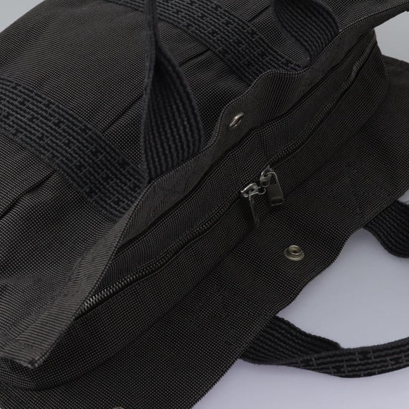 HERMES Her Line MM Hand Bag Canvas Gray Silver Auth ti2761