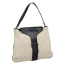 GUCCI Shoulder Bag Canvas Leather White Black Auth ti2765-1