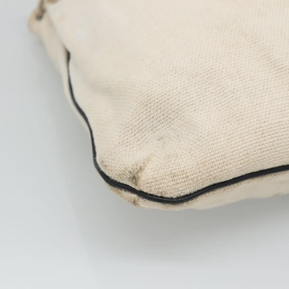 GUCCI Shoulder Bag Canvas Leather White Black Auth ti2765