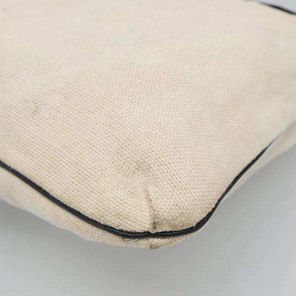 GUCCI Shoulder Bag Canvas Leather White Black Auth ti2765