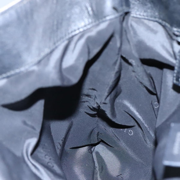 GUCCI Shoulder Bag Canvas Leather White Black Auth ti2765